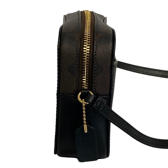 Coach Signature Canvas Mini Camera Bag for Women, Black/Brown - Picture 6 of 11